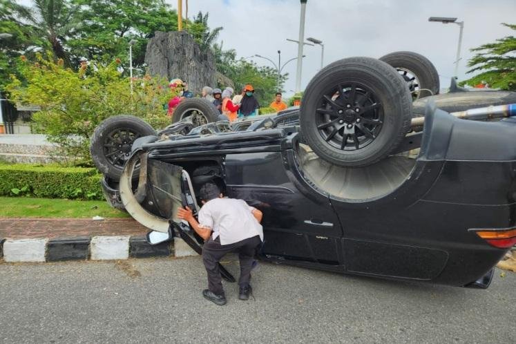 Pajero Sport Tabrak Tugu Keris Dekat Kuburan, Ini kata Polisi